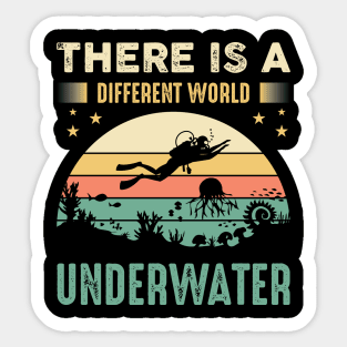 Retro Color Scuba Diving Life Underwater. Sticker